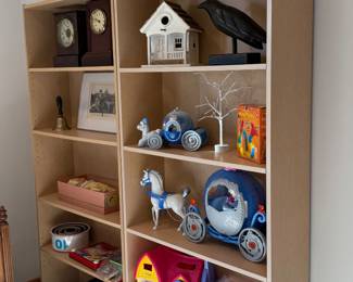SHELVING, TOYS, OIL LAMPS AND MORE