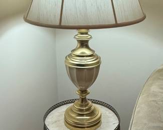 BRASS LAMP & MARBLE TABLE