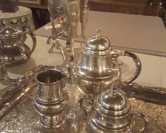 Sterling silver tea set...tray is quad plated