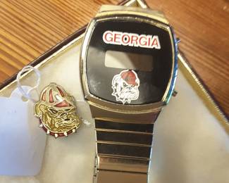 Vintage Georgia lapel pin and watch