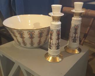 Lenox bowl ...matching candlesticks 