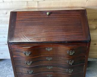 Vintage Drop Leaf Desk w/ Serpentine Front & Dove Tail Drawers by Maddox Tables, Jamestown NY