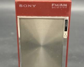 Vintage Sony Red FM/AM Solid State Radio
