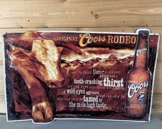 Vintage Metal Coors Rodeo Advertising Sign