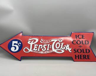 Vintage 5¢ Pepsi-Cola Red Arrow Advertising Sign