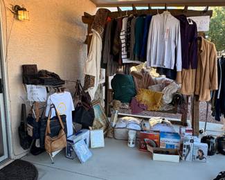Various household items, and lightly used and new clothes