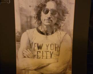 John Lennon pencil drawing signed
