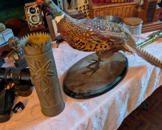 Trench art and pheasant mount