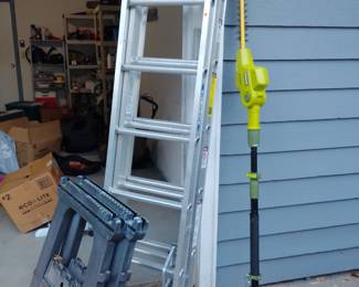 tools, ladders, saw horses