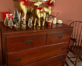 Vintage Three Drawer Solid Wood Chest
