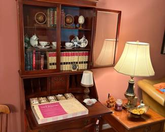 Vintage Chippendale Secretary Desk & Bookcase, Claw Feet