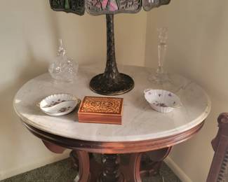 Victorian Antique Oval Marble Top Parlor Table