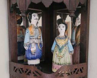Anthologist Hand Painted Figurines and Ornate Wall Shelf