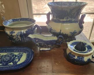 Antique Blue & White Victoria Ware Ironstone