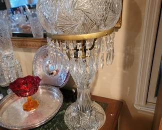 Large American Brilliant Cut Glass Table Lamp