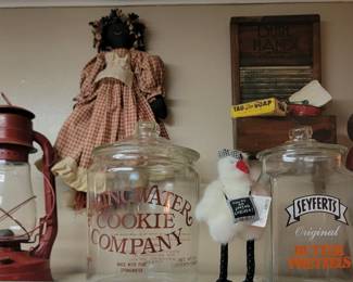Vintage Spring Water Cookie Company Jar & Seyferts Butter Pretzels Jar