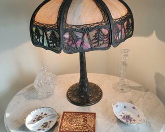 Antique Slag Glass Lamp
