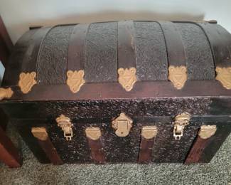 Antique Humpback Steamer Trunk