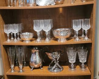 Crystal & Cut Glass Stemware and Silver Plate