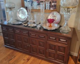 Server with Crystal and Silver Plate Items