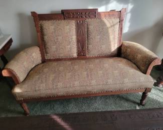 Eastlake Hand Carved Walnut Sette