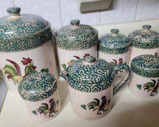 Vintage Poppy trail Rooster Canister Set