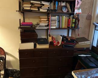 Other pieces of MID-CENTURY cabinet with wooden shelving