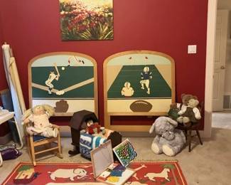 Hand carved vintage twin beds