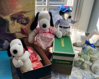 Belle and Snoopy dolls