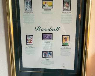 Framed commemorative stamps, baseball