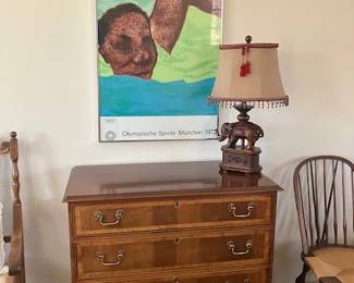 Great vintage chest, framed Olympic poster, Munich 1972