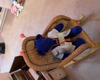 Doctor Bear, wicker rocker