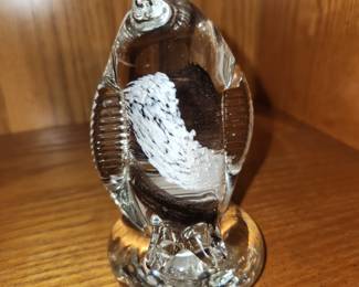 Kris Smith signed glass penguin