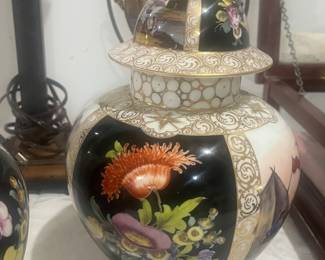 Pr. Of Dresden porcelain jars with lids - perfect condition 