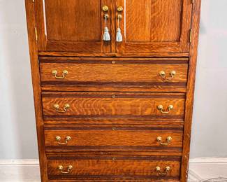 Antique Oak Chest (59 x 35 x 17”)