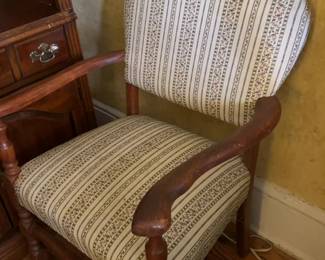 Empirestyle Upholstered Armchair With a Striped Fabric Seat and Backrest