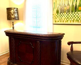 Lovely Marble Top Bar with Pair of Matching Bar Chairs