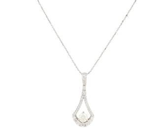 18K .90cttw Diamond Pendant on 18K chain