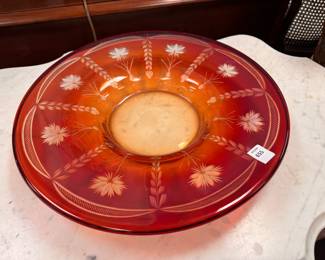 Ruby Red Cut to Clear Bowl