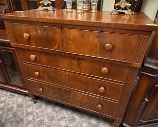 19th c Flamed Mahogany Chest