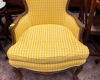 French Armchair w/ Gingham Upholstery