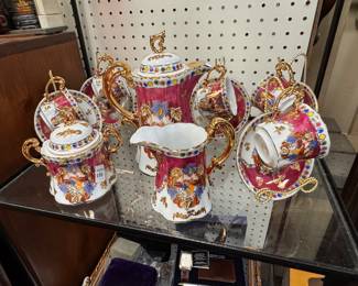 Hand Painted Tea set w/ Stands