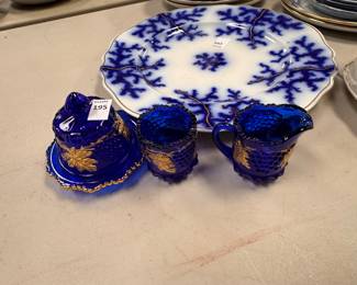 Mini Cobalt Cream/Sugar/Butter Set