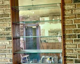 Pair of Vintage Glass-Backed Built-In Display Units