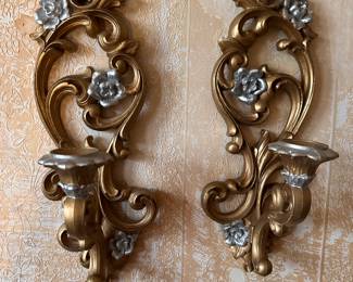 Hollywood regency wall sconce candle holders