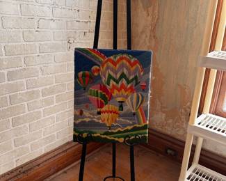 hot air balloon needlepoint wall art