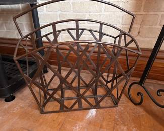 Large Mid-Century Wrought Iron Magazine Rack – Brutalist-Meets-Modernist Design