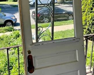 76x30 Antique 3-Panel Victorian Wood Door w/ Glass Window – 1890 Salvage – Ornate Trim & Detail