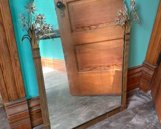 Vintage Art Deco Revival Brass & Lucite Arched Mirror – Large