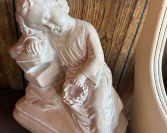 Early 20th-c European plaster statue of sleeping Christ Child with crown of thorns